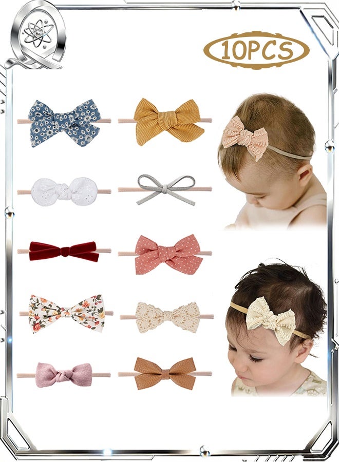 10 PCS Baby Bows Headbands, Trendy Hair Clips With Bow Design, Baby Hair Accessories for Infant Girls Kids - Image 1
